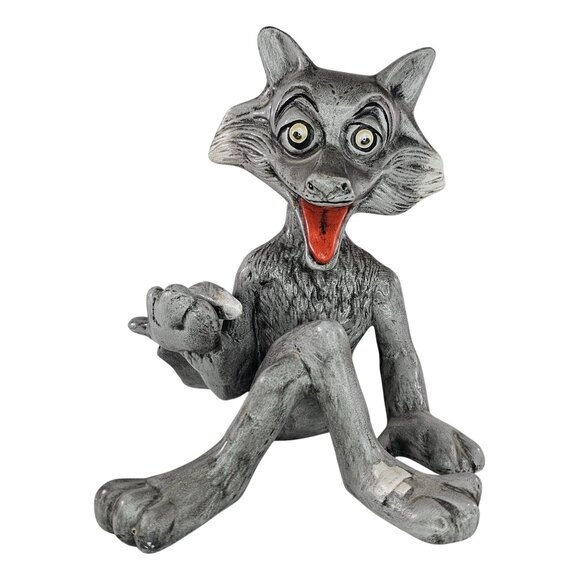 Handcrafted Ceramic Wolf Figurine With Removable Head Jeanette Clark Johnson - Picture 1 of 9